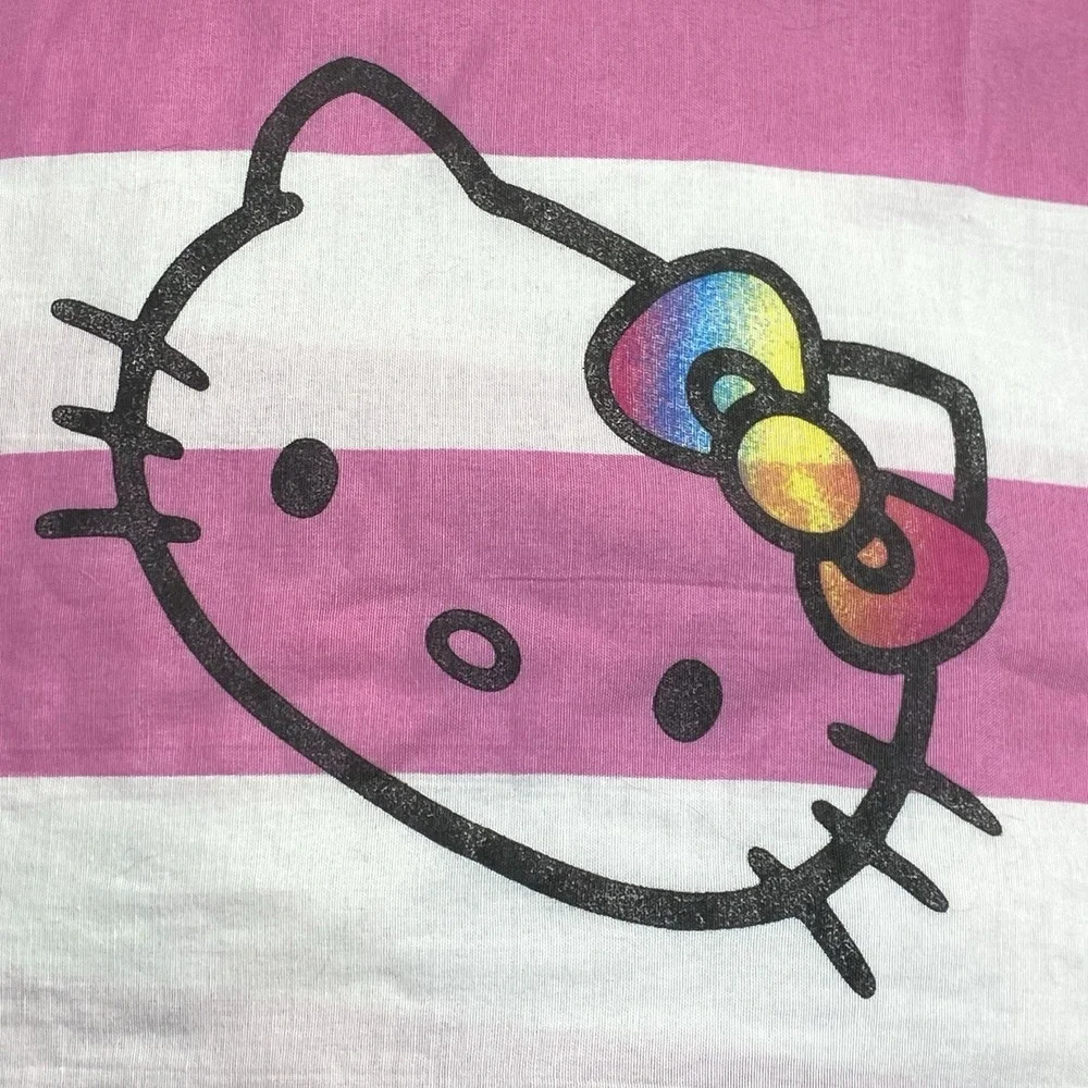 Hello Kitty Sanrio Full Sheets Flat Fitted Set‎ Striped Y2K Bedding Kawaii Cute